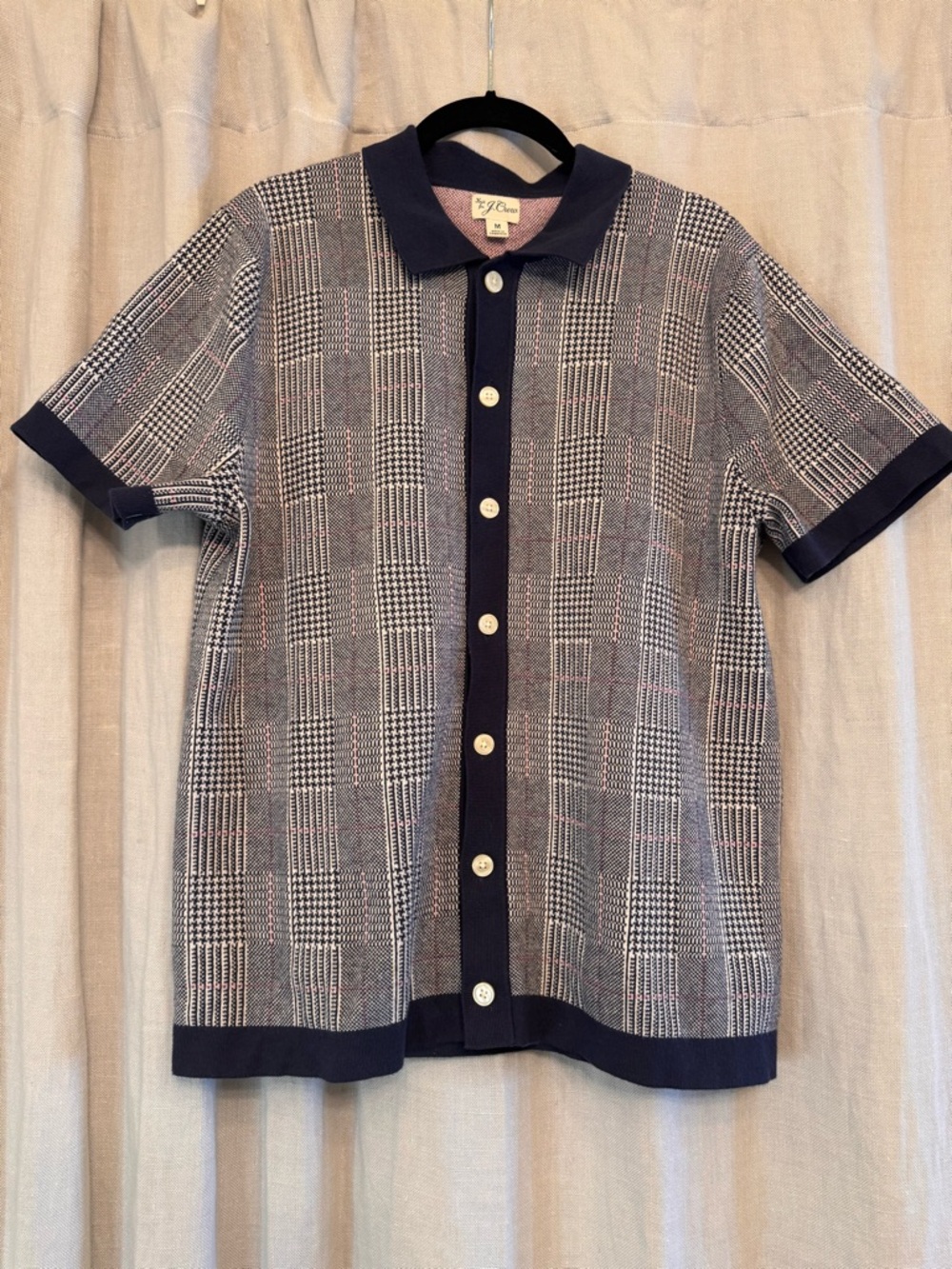 J. Crew Summer ‘24 Knit Polo | Navy Glen Plaid "Old Money" Luxe Knit - M